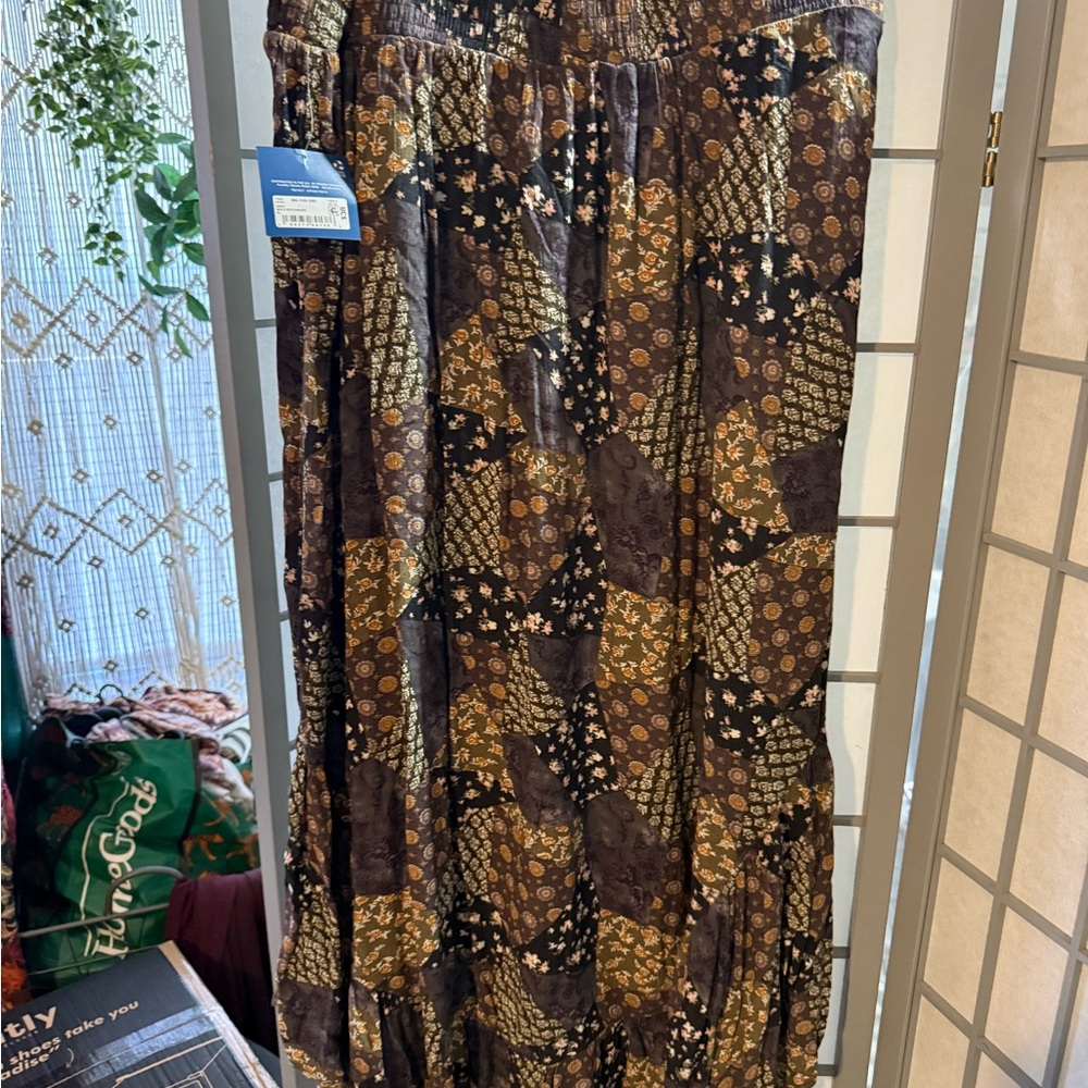 Arizona Jean Company Black and Brown Patchwork Maxi Skirt
